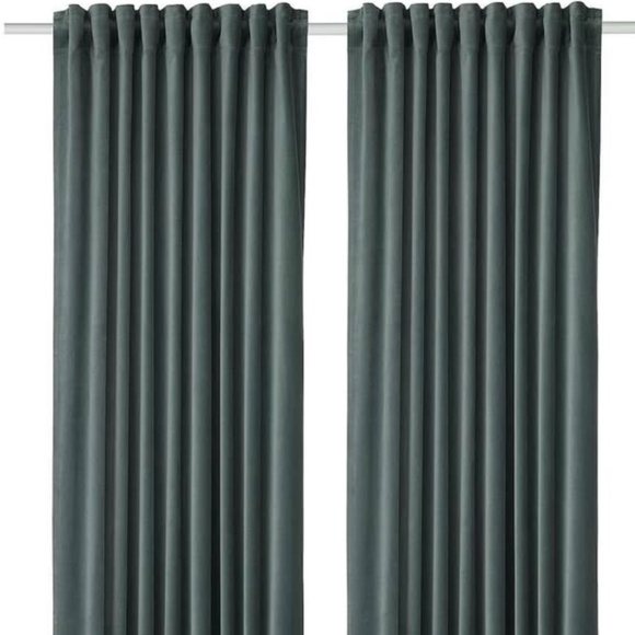 Ikea Sanela Velvet Curtains in Gray Green (4 panels), 55"x98" - Picture 2 of 5
